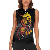 Personalized Papua New Guinea Milne Bay Women Sleeveless Polo Shirt Bagi Necklace Mix Lime Pot Grunge