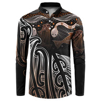 Aotearoa Maori - Australia Indigenous Button Sweatshirt Koiri Whakairo Mix Aboriginal Art - Polynesian Pride