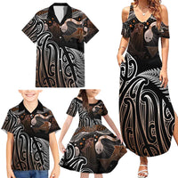 Aotearoa Maori - Australia Indigenous Family Matching Summer Maxi Dress and Hawaiian Shirt Koiri Whakairo Mix Aboriginal Art - Polynesian Pride