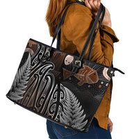 Aotearoa Maori - Australia Indigenous Leather Tote Bag Koiri Whakairo Mix Aboriginal Art - Polynesian Pride