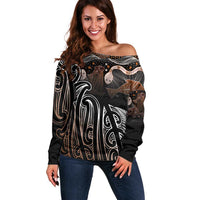 Aotearoa Maori - Australia Indigenous Off Shoulder Sweater Koiri Whakairo Mix Aboriginal Art - Polynesian Pride