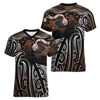 Aotearoa Maori - Australia Indigenous Women V-Neck T-Shirt Koiri Whakairo Mix Aboriginal Art - Polynesian Pride