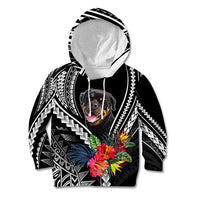 Personalised Polynesian Dog Kid Hoodie Rottweiler With Polynesia Pattern Curve Style LT7 Hoodie Black - Polynesian Pride
