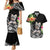 Personalised Polynesian Couples Matching Mermaid Dress And Hawaiian Shirt With Yorkshire Terrier Floral Style LT7 Black - Polynesian Pride