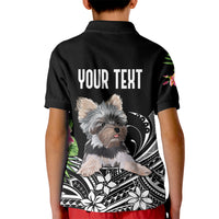 Personalised Polynesian Kid Polo Shirt With Yorkshire Terrier Floral Style LT7 - Polynesian Pride