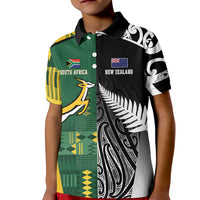 Custom Rugby South Africa New Zealand Greatest Rivals Kid Polo Shirt Tribal Motifs LT7 Kid Multicolor - Polynesian Pride