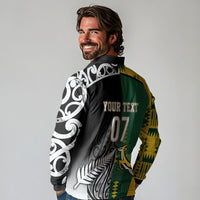 Custom Rugby South Africa New Zealand Greatest Rivals Long Sleeve Polo Shirt Tribal Motifs LT7 - Polynesian Pride