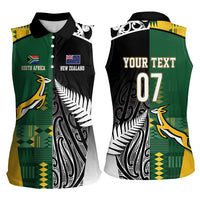 Custom Rugby South Africa New Zealand Greatest Rivals Women Sleeveless Polo Shirt Tribal Motifs LT7 - Polynesian Pride