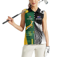 Custom Rugby South Africa New Zealand Greatest Rivals Women Sleeveless Polo Shirt Tribal Motifs LT7 - Polynesian Pride