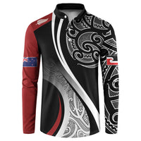 Aotearoa Maori Rugby Custom Button Sweatshirt Kapa O Pango LT7 Black - Polynesian Pride