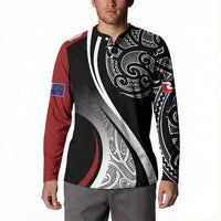 Aotearoa Maori Rugby Custom Button Sweatshirt Kapa O Pango LT7 - Polynesian Pride