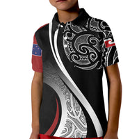 Aotearoa Maori Rugby Custom Kid Polo Shirt Kapa O Pango LT7 Kid Black - Polynesian Pride