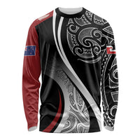 Aotearoa Maori Rugby Custom Long Sleeve Shirt Kapa O Pango LT7 Unisex Black - Polynesian Pride