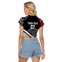 Aotearoa Maori Rugby Custom Raglan Cropped T Shirt Kapa O Pango LT7 - Polynesian Pride