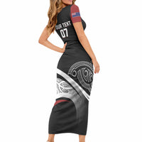 Aotearoa Maori Rugby Custom Short Sleeve Bodycon Dress Kapa O Pango LT7 - Polynesian Pride