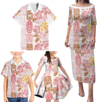 Christmas Aloha Hawaii Tiki Family Matching Puletasi and Hawaiian Shirt Hibiscus Spring Colors - Polynesian Pride