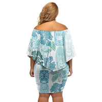 Christmas Aloha Hawaii Tiki Family Matching Off Shoulder Short Dress and Hawaiian Shirt Hibiscus Summer Colors - Polynesian Pride