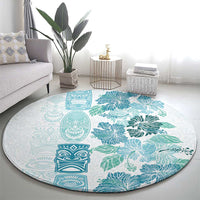 Christmas Aloha Hawaii Tiki Round Carpet Hibiscus Summer Colors - Polynesian Pride