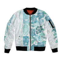 Christmas Aloha Hawaii Tiki Sleeve Zip Bomber Jacket Hibiscus Summer Colors - Polynesian Pride