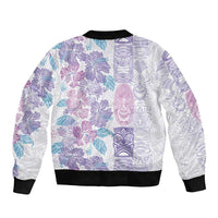 Christmas Aloha Hawaii Tiki Bomber Jacket Hibiscus Winter Colors - Polynesian Pride
