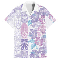 Christmas Aloha Hawaii Tiki Family Matching Puletasi and Hawaiian Shirt Hibiscus Winter Colors - Polynesian Pride