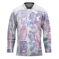Christmas Aloha Hawaii Tiki Hockey Jersey Hibiscus Winter Colors - Polynesian Pride