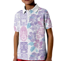 Christmas Aloha Hawaii Tiki Kid Polo Shirt Hibiscus Winter Colors - Polynesian Pride