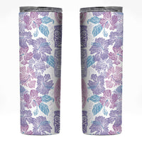 Christmas Aloha Hawaii Tiki Skinny Tumbler Hibiscus Winter Colors - Polynesian Pride