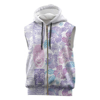 Christmas Aloha Hawaii Tiki Sleeveless Zip Hoodie Hibiscus Winter Colors - Polynesian Pride