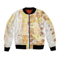 Christmas Aloha Hawaii Tiki Bomber Jacket Hibiscus Autumn Colors - Polynesian Pride