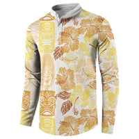 Christmas Aloha Hawaii Tiki Button Sweatshirt Hibiscus Autumn Colors - Polynesian Pride