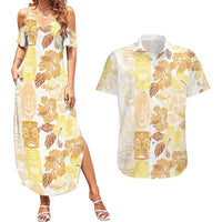 Christmas Aloha Hawaii Tiki Couples Matching Summer Maxi Dress and Hawaiian Shirt Hibiscus Autumn Colors - Polynesian Pride