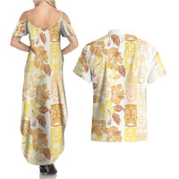 Christmas Aloha Hawaii Tiki Couples Matching Summer Maxi Dress and Hawaiian Shirt Hibiscus Autumn Colors - Polynesian Pride