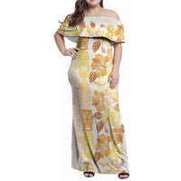 Christmas Aloha Hawaii Tiki Family Matching Off Shoulder Maxi Dress and Hawaiian Shirt Hibiscus Autumn Colors - Polynesian Pride