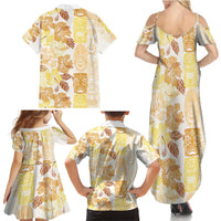 Christmas Aloha Hawaii Tiki Family Matching Summer Maxi Dress and Hawaiian Shirt Hibiscus Autumn Colors - Polynesian Pride