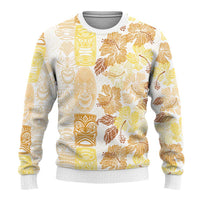 Christmas Aloha Hawaii Tiki Ugly Christmas Sweater Hibiscus Autumn Colors - Polynesian Pride