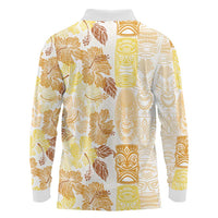 Christmas Aloha Hawaii Tiki Long Sleeve Polo Shirt Hibiscus Autumn Colors - Polynesian Pride