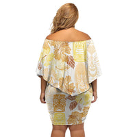 Christmas Aloha Hawaii Tiki Off Shoulder Short Dress Hibiscus Autumn Colors - Polynesian Pride
