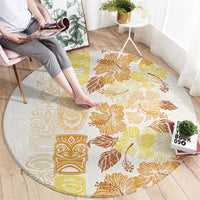 Christmas Aloha Hawaii Tiki Round Carpet Hibiscus Autumn Colors - Polynesian Pride