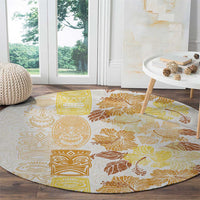Christmas Aloha Hawaii Tiki Round Carpet Hibiscus Autumn Colors - Polynesian Pride