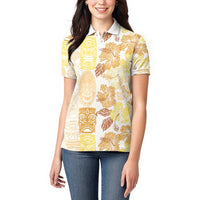 Christmas Aloha Hawaii Tiki Women Polo Shirt Hibiscus Autumn Colors - Polynesian Pride