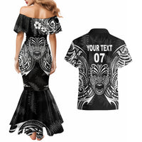 New Zealand Rugby Couples Matching Mermaid Dress and Hawaiian Shirt 2023 World Cup Aotearoa Create History LT7 - Polynesian Pride