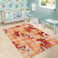 Orange Palaka Hawaii Aloha Area Rug Koi Pond Mix Japanese Maple - Polynesian Pride