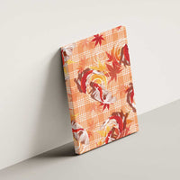 Orange Palaka Hawaii Aloha Canvas Wall Art Koi Pond Mix Japanese Maple - Polynesian Pride