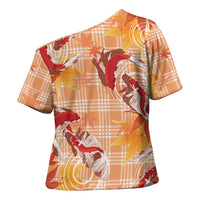 Orange Palaka Hawaii Aloha Cross Shoulder Shirt Koi Pond Mix Japanese Maple LT7 - Polynesian Pride