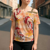 Orange Palaka Hawaii Aloha Cross Shoulder Shirt Koi Pond Mix Japanese Maple LT7 - Polynesian Pride