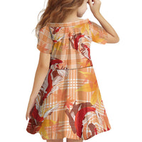 Orange Palaka Hawaii Aloha Family Matching Off Shoulder Short Dress and Hawaiian Shirt Koi Pond Mix Japanese Maple LT7 - Polynesian Pride