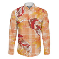 Orange Palaka Hawaii Aloha Family Matching Puletasi and Hawaiian Shirt Koi Pond Mix Japanese Maple LT7 Dad's Shirt - Long Sleeve Orange - Polynesian Pride