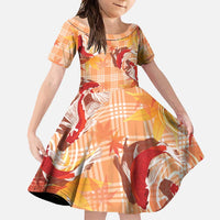 Orange Palaka Hawaii Aloha Family Matching Summer Maxi Dress and Hawaiian Shirt Koi Pond Mix Japanese Maple - Polynesian Pride