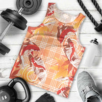 Orange Palaka Hawaii Aloha Men Tank Top Koi Pond Mix Japanese Maple - Polynesian Pride
